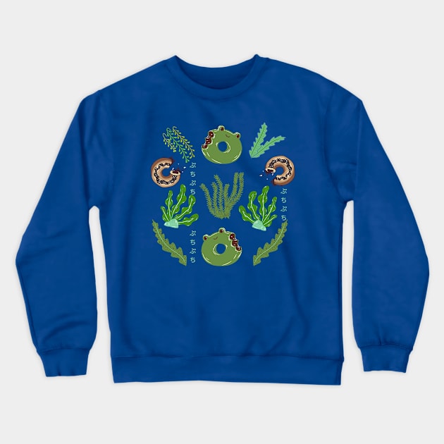 Frog and Seaweed Donuts Crewneck Sweatshirt by In Asian Spaces